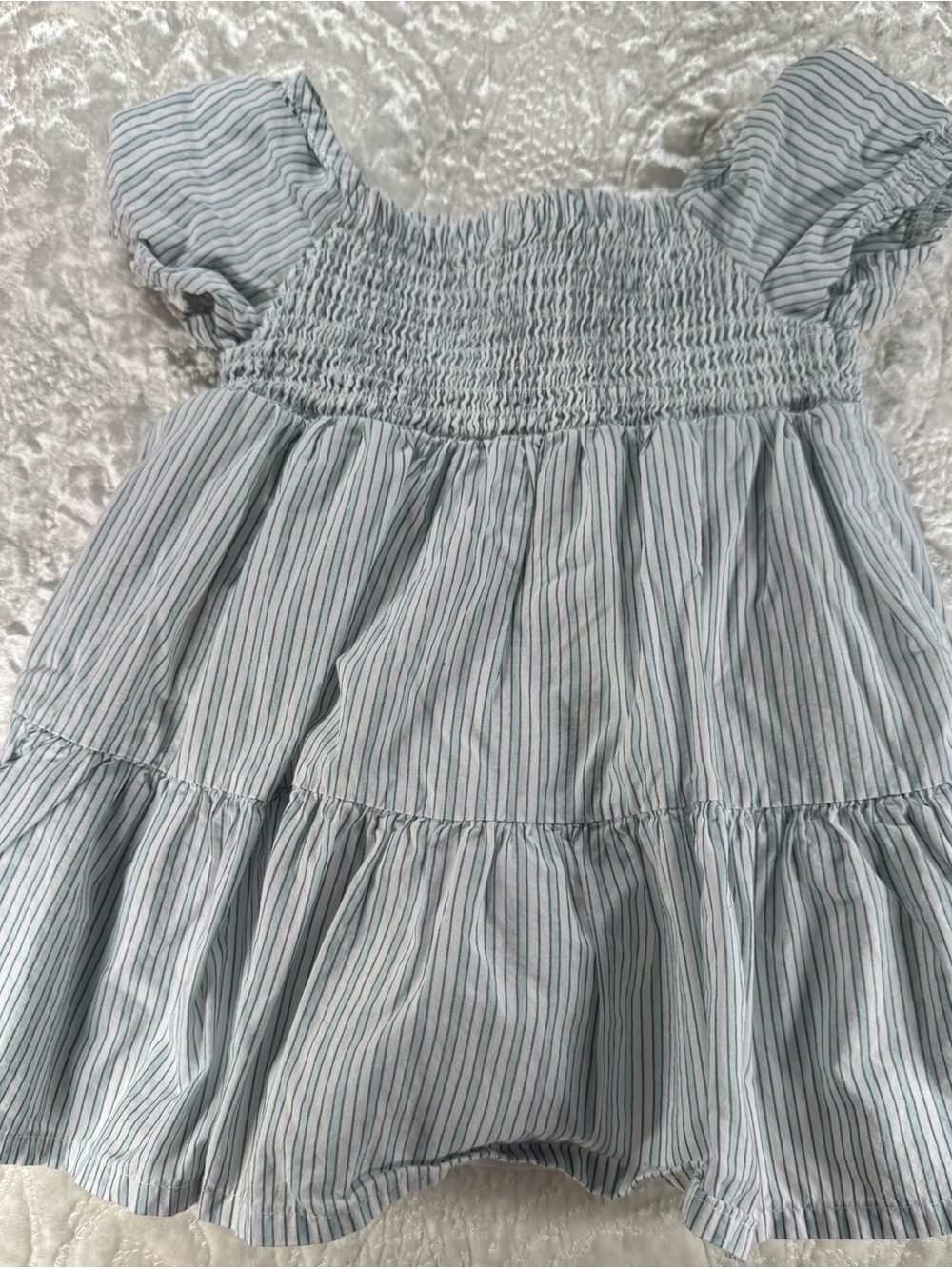 Carter's Light Blue & White Smocked Tiered Dress